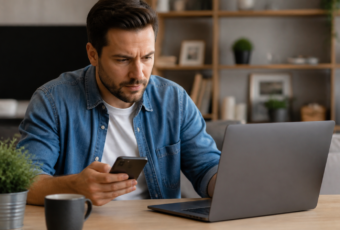 Persona revisa en su teléfono los términos y el calendario de cobros de una suscripción digital.