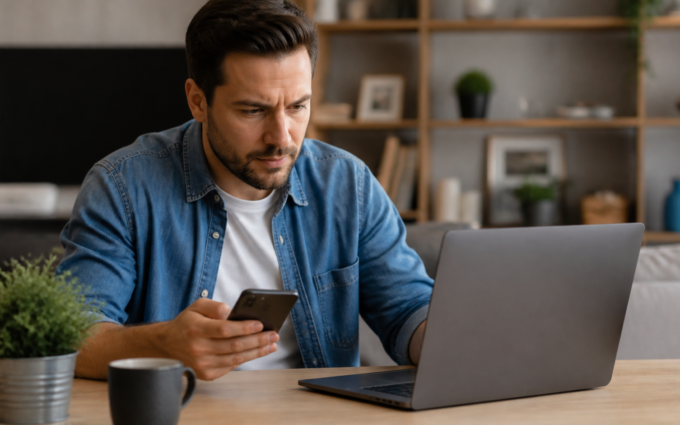Persona revisa en su teléfono los términos y el calendario de cobros de una suscripción digital.